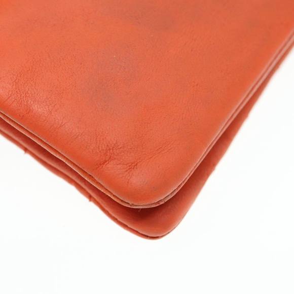 CHANEL Choco Bar Clutch Bag Lamb Skin Orange CC Auth bs16924 - Picture 16 of 16